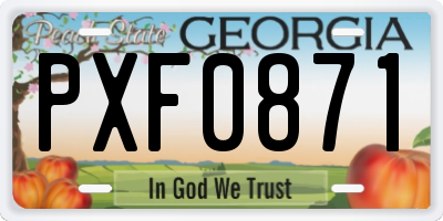GA license plate PXF0871