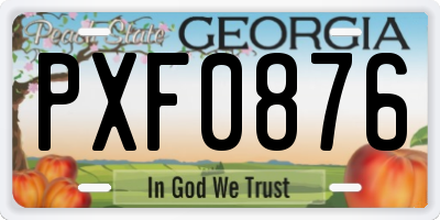 GA license plate PXF0876