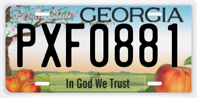GA license plate PXF0881
