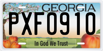 GA license plate PXF0910
