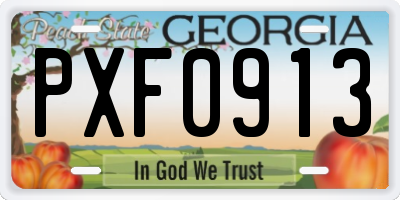 GA license plate PXF0913