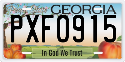 GA license plate PXF0915