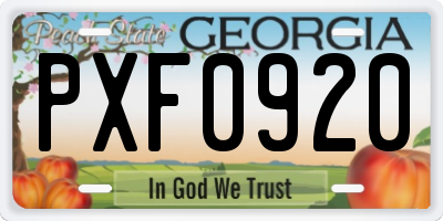 GA license plate PXF0920
