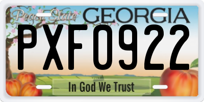GA license plate PXF0922