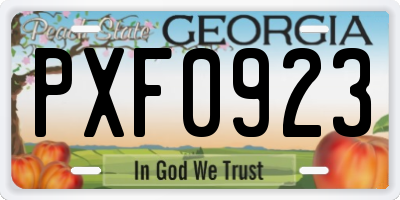 GA license plate PXF0923