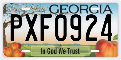 GA license plate PXF0924