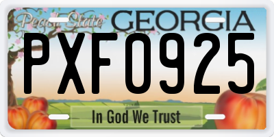 GA license plate PXF0925
