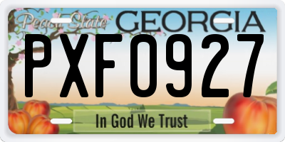 GA license plate PXF0927