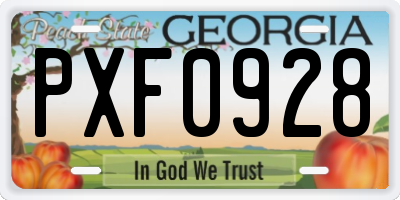 GA license plate PXF0928