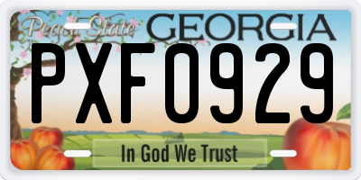 GA license plate PXF0929
