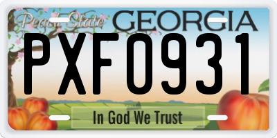 GA license plate PXF0931