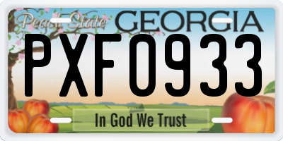 GA license plate PXF0933
