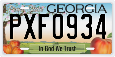 GA license plate PXF0934