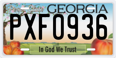 GA license plate PXF0936