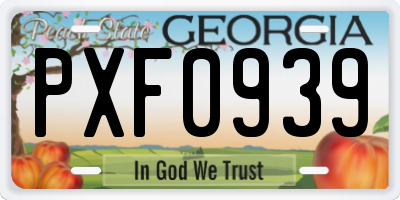 GA license plate PXF0939