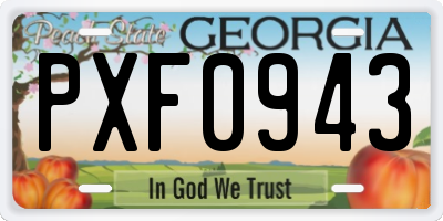 GA license plate PXF0943