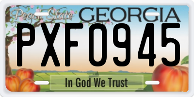 GA license plate PXF0945