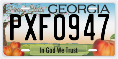 GA license plate PXF0947