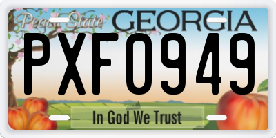 GA license plate PXF0949