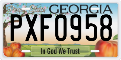 GA license plate PXF0958