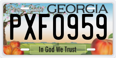 GA license plate PXF0959