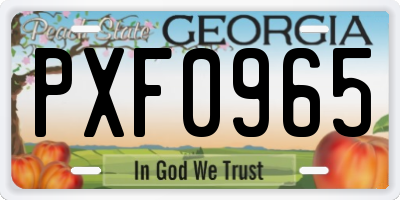 GA license plate PXF0965