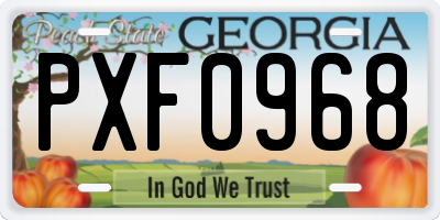 GA license plate PXF0968