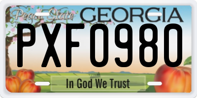 GA license plate PXF0980