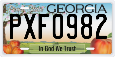 GA license plate PXF0982