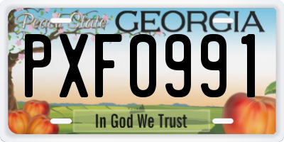 GA license plate PXF0991