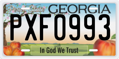 GA license plate PXF0993