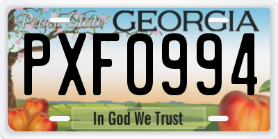 GA license plate PXF0994