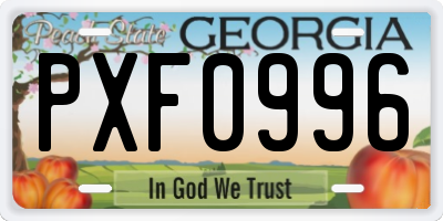 GA license plate PXF0996