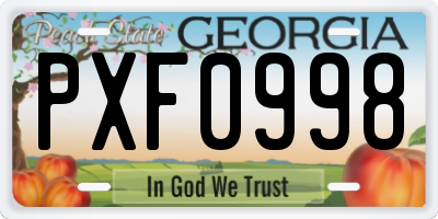 GA license plate PXF0998