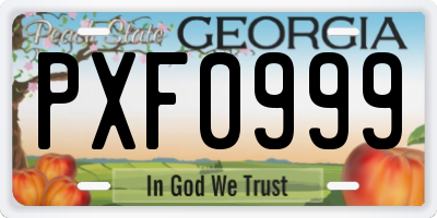 GA license plate PXF0999
