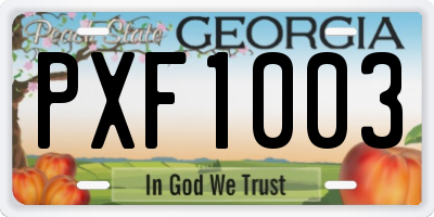 GA license plate PXF1003