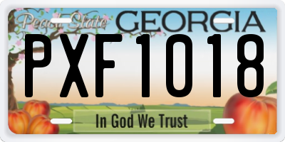 GA license plate PXF1018