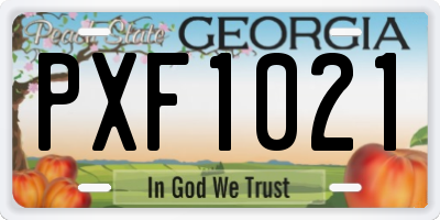 GA license plate PXF1021
