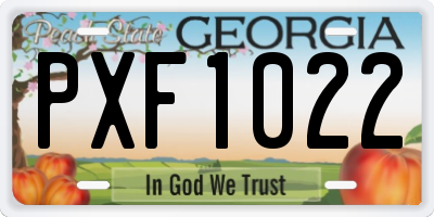 GA license plate PXF1022
