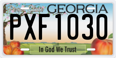 GA license plate PXF1030