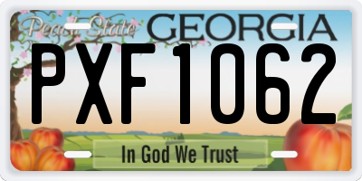 GA license plate PXF1062