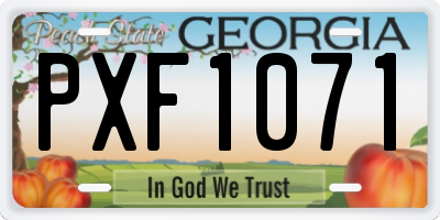 GA license plate PXF1071