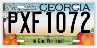GA license plate PXF1072