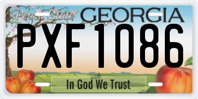 GA license plate PXF1086
