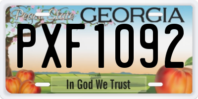GA license plate PXF1092