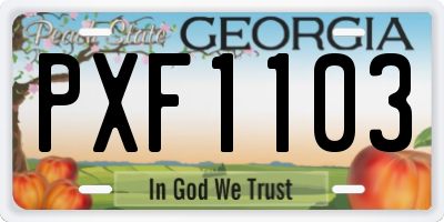 GA license plate PXF1103