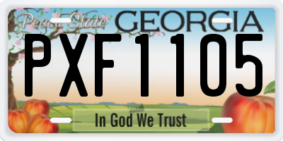 GA license plate PXF1105
