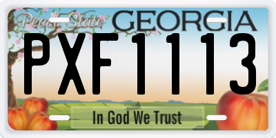 GA license plate PXF1113