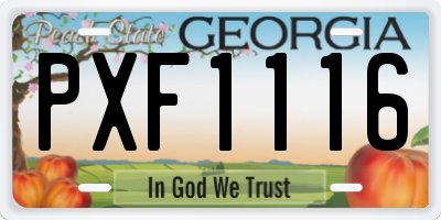GA license plate PXF1116