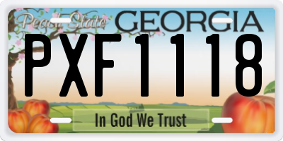 GA license plate PXF1118